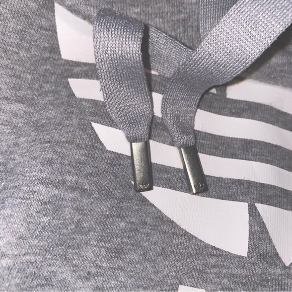 ADIDAS HEATHER GREY GRAY FLEECE PULLOVER HOODIE OVERSIZE ADICOLOR TREFOIL JACKET - Picture 5 of 8